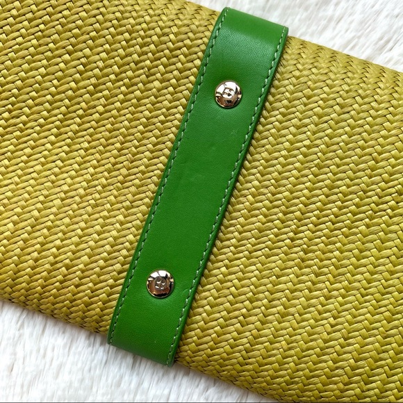 Kate Spade Wicker Clutch with Green Leather Accents - Picture 5 of 16